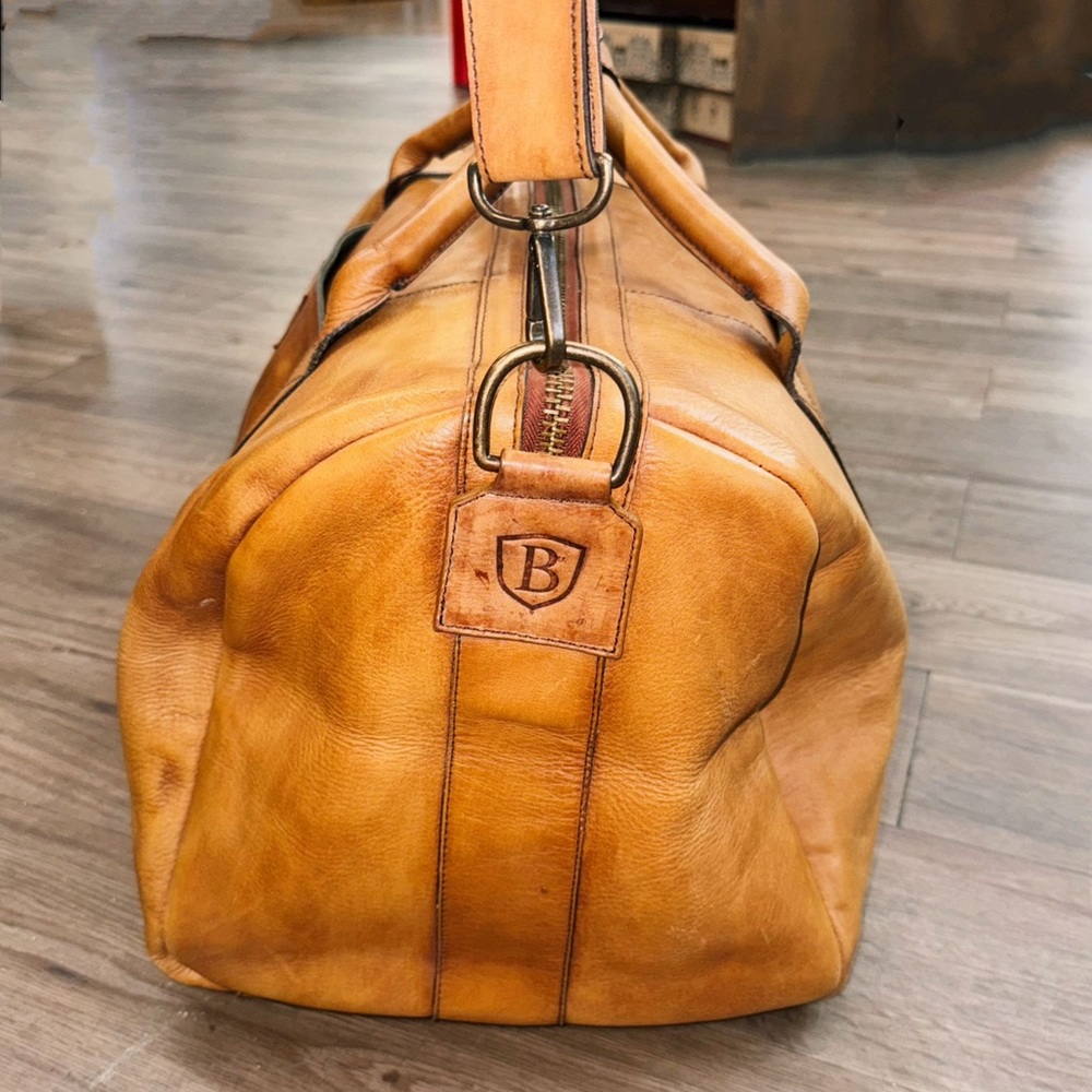 Premium Tan Leather Weekender Bag 100% Genuine Leather Duffel Carry On Travel